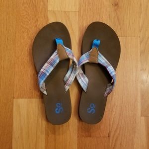 Blue Plaid Flops